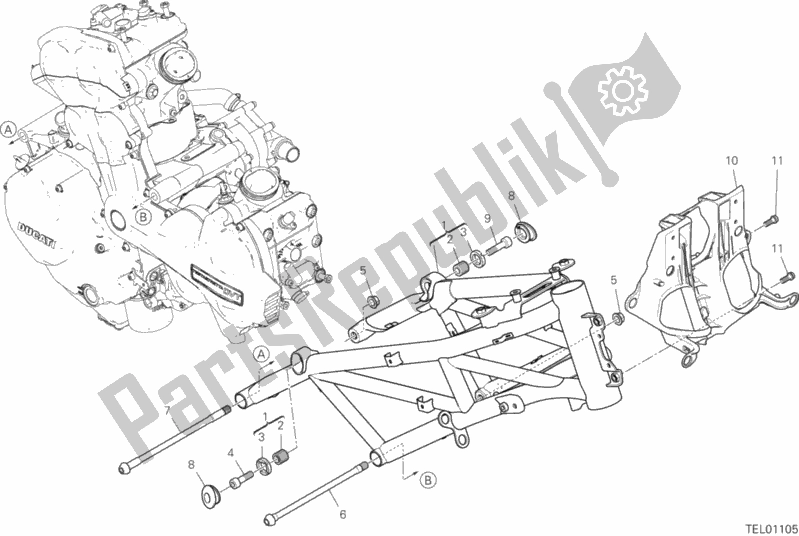 Todas as partes de Quadro, Armação do Ducati Multistrada 1260 ABS Brasil 2018